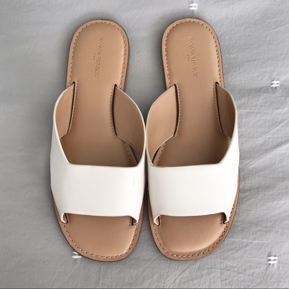Banana Republic Factory Shoes - Banana Republic | Bone Faux Leather Slide Sandals